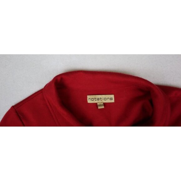 NOTATIONS - WOMEN'S RED STRETCH KNIT DOUBLE-BREASTED 3/4 SLEEVE JACKET - SIZE L - Picture 4 of 9